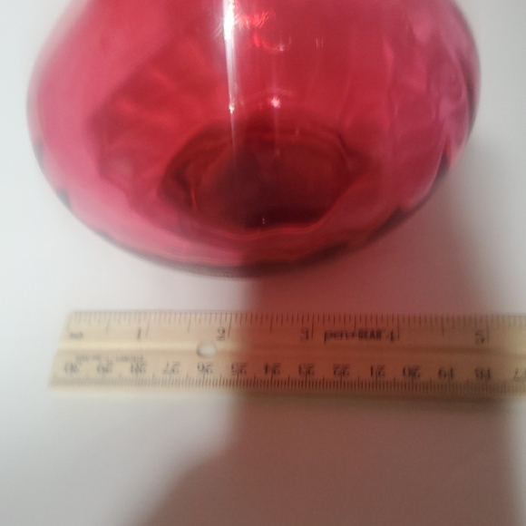 Vtg Fenton Cranberry Jack In The Pulpit Vase With Optic Swirl Pattern - Picture 5 of 7